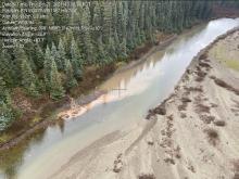 An image taken by enforcement officers with BC’s Environmental Assessment Office in October shows a muddy plume of water from a Coastal GasLink worksite entering the Clore River, east of Kitimat.
