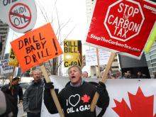 Demonstrators support the Transcanada Coastal GasLink pipeline in downtown Calgary in early January.Darren Makowichuk/Postmedia