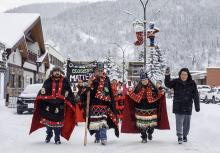 Wet'suwet'en Hereditary Chiefs — from left, Rob Alfred, John Ridsdale and Antoinette Austin — who oppose the Coastal GasLink pipeline take part in a rally in Smithers, B.C., on Jan. 10, 2020. File photo by Jason Franson / The Canadian Press