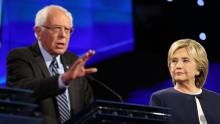 Sanders and Clinton debate. Photo: Adam Reese/CNN.