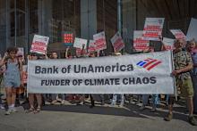 Climate activists rally outside Bank of America Tower in Midtown Manhattan as part of the March to End Fossil Fuels on September 19, 2023. Erik McGregor / LightRocket via Getty Images