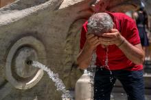A man cools off during a heat wave in Rome on July 1, 2025. Credit: Antonio Masiello/Getty Images
