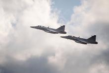 Saab JAS 39 Gripen fighter jets. [Thomas Imo/Photothek for the German Federal Foreign Office via Getty Images]