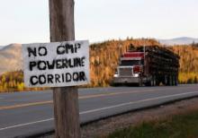 A homemade sign posted on a telephone pole in protest of Central Maine Power's controversial ... [+] ASSOCIATED PRESS