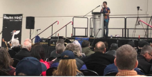 ASYL co-founder Sam Bell, speaking at a Wexit event in Red Deer, 2019. Photo: Melanie Woods/Huffington Post Canada