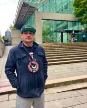 Swaysən Will George outside the courthouse in Vancouver. Photo by Donna Clark