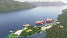 Artist's rendering of Ksi Lisims LNG, a floating LNG project proposed for the north end of Pearse Island snorth of Prince Rupert. | Submitted