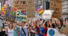 Students seen holding placards while chanting slogans during a youth-led climate protest in London on May 24, 2019. (Photo: Dinendra Haria/SOPA Images/LightRocket via Getty Images)