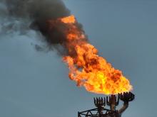 A flaring stack at the LNG Canada plant in Kitimat. Production there will exceed Canadian guidelines for nitrogen dioxide. Photo via BC Energy Regulator.