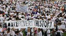 A MakePovertyHistory march attended by an estimated 200,000 people before a G8 Summit in Edinburgh, Scotland, July 2, 2005. Photo by Bruno Vincent.