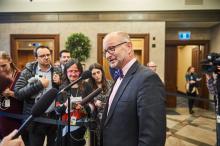 Justice Minister and Attorney General David Lametti takes questions from reporters in West Block on Parliament Hill on Dec. 12, 2019. Photo by Kamara Morozuk