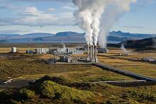 Steam rising from the Nesjavellir Geothermal Power Station in Iceland