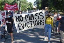 No mass evictions protest
