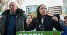 Sen. Bernie Sanders (I-Vt.) and Rep. Alexandria Ocasio-Cortez (D-N.Y.) announce the introduction of public housing legislation as part of the Green New Deal outside the Capitol on Thursday, Nov. 14, 2019. (Photo: Bill Clark/CQ-Roll Call, Inc. via Getty Images)