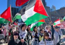 Pro-Palestinian protestors march in downtown Minneapolis, Oct. 6, 2024.,Photo: Nicole Ki | MPR News (Minnesota Public Radio)