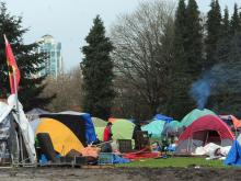 Mid-December scenes from Strathcona Park in Vancouver. The city's homeless crisis has become a political funding controversy between the provincial and federal governments. PHOTO BY NICK PROCAYLO /Postmedia News Files