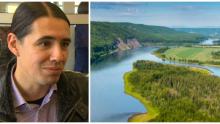 Liberal MP Robert-Falcon Ouellette / a portion of the Peace River Valley that would be flooded by the proposed Site C dam. (CBC / Peace Valley Environmental Association)
