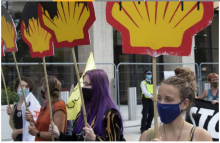 Environmental group Extinction Rebellion protest outside Shell offices at the ongoing extraction of fossil fuels and the resulting environmental damage. PHOTO: GETTY IMAGES