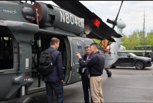 Helicopters and other large military vehicles on display at CANSEC in Ottawa on June 1 and 2. Photo by Natasha Bulowski / Canada's National Observer
