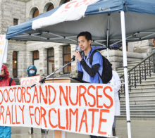 Dr. Kevin Liang at the 2021 Doctor and Nurse Climate Rally. Photo by Melissa Lem