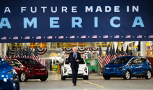 Joe Biden at the GM Factory Zero in Detroit, Michigan, in November 2021. Photograph: Dominick Sokotoff/REX/Shutterstock