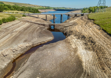 Baitings reservoir in Ripponden, West Yorkshire, in summer 2022, when the total stock of water in England's reservoirs was at its lowest level since 1995. Photograph: Danny Lawson/PA