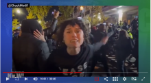 Screen Shot: This is Eva Borgwardt, national spokesperson for IfNotNow, speaking during the police action