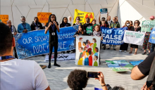 Protesters at Cop28 call for an end to fossil fuels, 8 December 2023. Photograph: Dominika Zarzycka/NurPhoto/Shutterstock