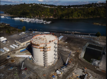 An aerial view shows Puget Sound Energy’s Liquefied Natural Gas plant in Tacoma. (Joshua Bessex / joshua.bessex@gateline.com, 2018)