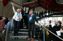 Members of Swiss association Senior Women for Climate Protection react after the ruling (Getty)
