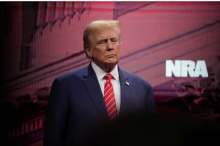 Donald Trump attends the annual NRA meeting in Dallas, Texas, on 18 May 2024. Photograph: Carlos Barría/Reuters