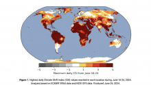 More than 60% of the world population faced extreme heat that was made at least three times more likely by climate change during June 16-24, 2024.