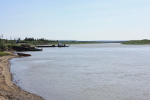 The bank of the Mackenzie River is seen in Inuvik, N.W.T., on July 3, 2023. File photo by The Canadian Press/Emily Blake