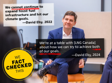 In an interview with Bloomberg News, BC Premier David Eby told the American news outlet that he believes the province can expand LNG exports without them all ‘showing up on BC’s books.’ Photo via BC government Flickr.
