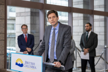 Premier David Eby said nine new wind projects co-owned by First Nations will maintain B.C.'s competitive clean energy advantage in global markets, particularly give the uncertain future for renewables in Alberta and U.S., Hand out photo B.C. government / Flickr