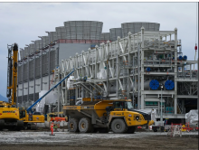 Cooling towers used to dissipate heat generated when natural gas is converted into liquefied natural gas are seen under construction at the LNG Canada export terminal in Kitimat. Photo by DARRYL DYCK /THE CANADIAN PRESS