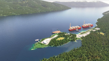 A rendering of the Ksi Lisims LNG project, which has now moved a step closer to starting construction after a provincial environmental assessment certificate was granted. (Submitted by Ksi Lisims LNG)