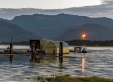 Kitimat has long been an industrial hotbed, including the new LNG Canada plant, seen here flaring in the background. Photo by Government of B.C.