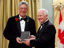 Thomas King is presented the Governor General’s Literary Award for fiction in 2014. Photo by Patrick Doyle, the Canadian Press.