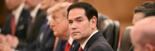 Secretary of State Marco Rubio looks on as US President Donald Trump meets with China’s President Xi Jinping at the Great Hall of the People in Beijing on May 14, 2026. (Photo by Brendan Smialowski/AFP via Getty Images)