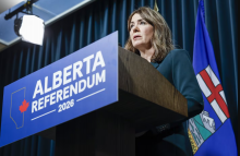 Alberta Premier Danielle Smith speaks during a news conference in Calgary, Alta., Friday, May 22, 2026.THE CANADIAN PRESS/Jeff McIntosh