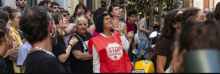 Hundreds of people halt an eviction on Calle Navas de Tolosa in Madrid, Spain on September 29, 2026. (Photo By Victor Fernandez/Europa Press via Getty Images)