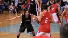 Skidegate Saints' point guard Desi Collinson plans to press his anti-LNG message off the court at the All Native Basketball Tournament. (Facebook)