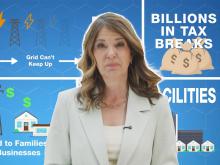Danielle Smith’s latest video attempts to sell data centres to the people of Alberta. Photo illustration by The Tyee.