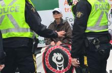 Order of Canada recipient Jean Swanson just before she was arrested at the Burnaby Mountain tank farm owned by Kinder Morgan.  Photograph By TZEPORAH BERMAN/CONTRIBUTED