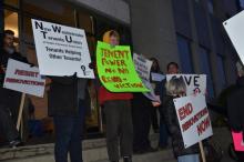 Tenants descended on New Westminster City Hall in February 2019 to support the city's plan to take action to prevent renovictions.Record/File