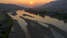 Over half of Canada is in drought, and it's having deep impacts that mean some rain doesn't solve the problem. British Columbia has been in drought since 2022, and in 2023, the Thompson River east of Kamloops, B.C. hit one of its lowest points in recent history, during a historic drought and under a sky hazy with wildfire smoke. Photo: Jesse Winter / The Narwhal