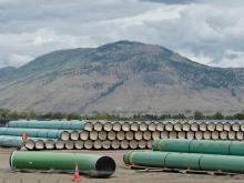 A pipe yard servicing government-owned oil pipeline operator Trans Mountain is seen in Kamloops JENNIFER GAUTHIER