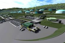 A computer rendering of how the Burnaby Mountain tank farm will look when changes are completed for the Trans Mountain pipeline expansion project. Trans Mountain image