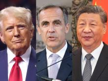 Canada’s Prime Minister Mark Carney is dealing with two world powers as Chinese President Xi Jinping, right, increasingly restricts critical mineral exports to the US and President Donald Trump, left, takes an interest in BC mining companies. Photo of Donald Trump by Gage Skidmore via Wikimedia, Creative Commons licensed. Photo of Mark Carney via Wikimedia. Photo of Xi Jinping via Wikimedia.